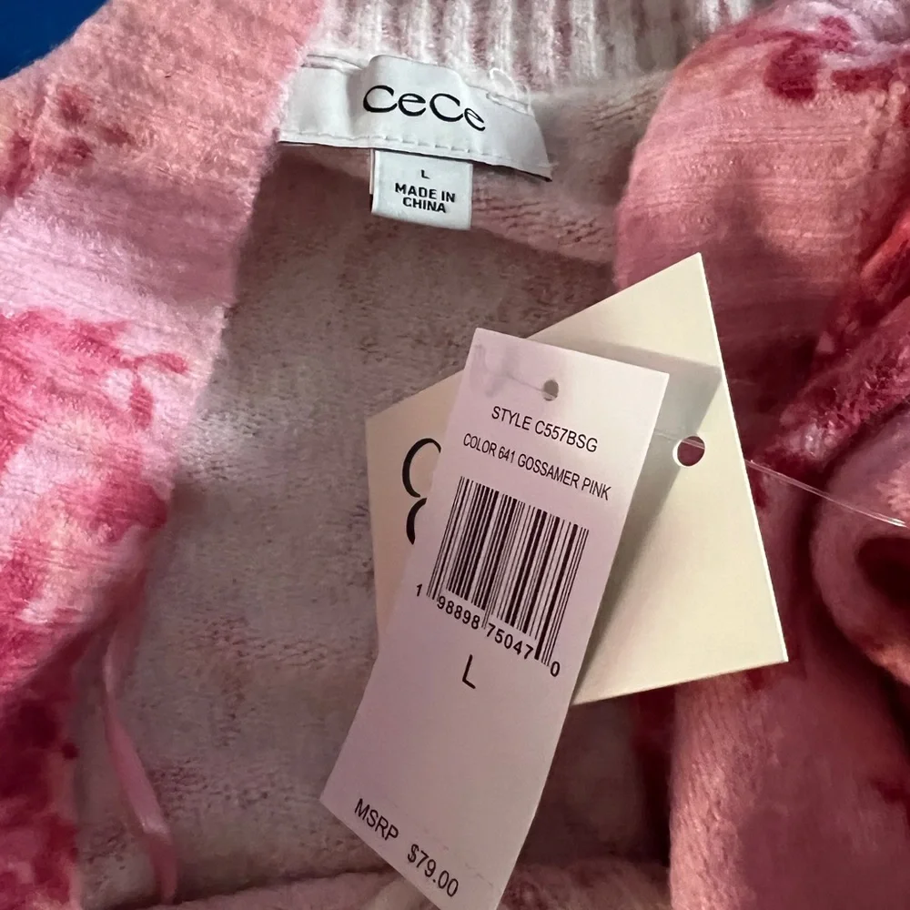 CeCe Women's Pink Floral Cardigan - Picture 15 of 15